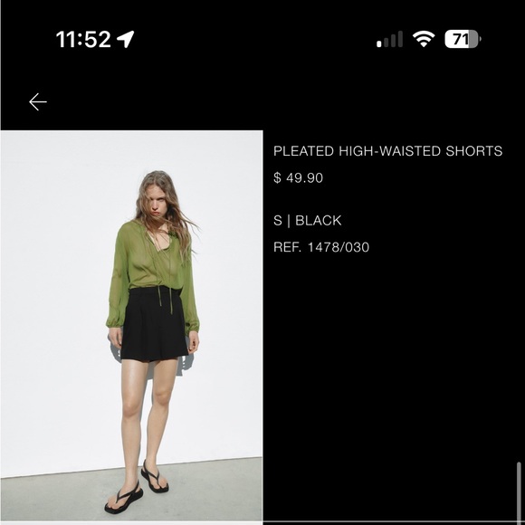 Zara Black Pleated High-Waisted Shorts - Picture 5 of 6